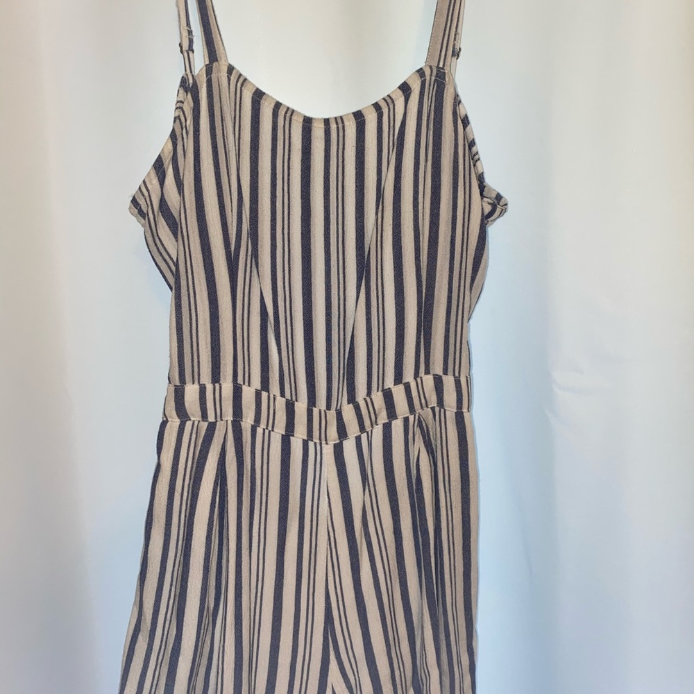 hollister blue and white striped romper